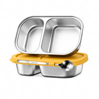 Silicone Divided Snack Container with Lid and Stainless Steel Sauce Cup