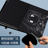 Kaichen Full Open Black Cardboard Positive Black White Card Paper Business Card Handmade Black Painting DIY Handmade Cardboard