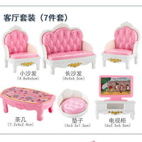 Dollhouse Miniature Bedroom Furniture Set for Kids, Pretend Play Simulation Interior Decor