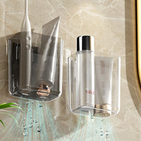 Wall-Mounted Toothbrush Holder with Drainage, Punch-Free Bathroom Organizer for Toothpaste and Cups