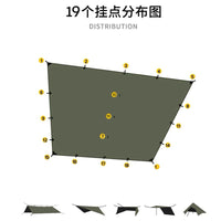 Outdoor Camping Tarp with 19 Attachment Points, Waterproof Sunshade Tent for Hiking and Travel