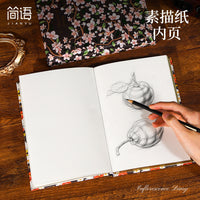 Vintage Hot Stamping A5 Sketchbook Blank Page Notebook for Drawing and Journaling