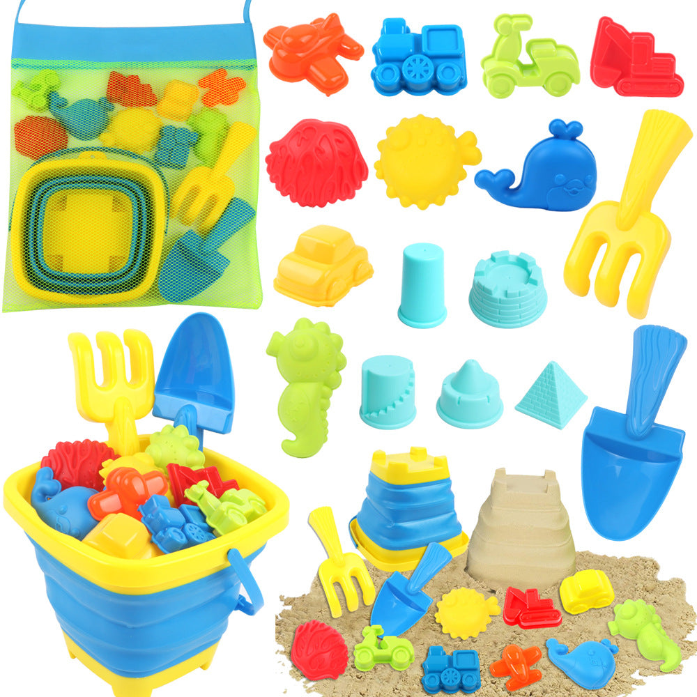 Foldable Beach Bucket and Shovel Set for Kids, Outdoor Sand and Water Play Toy
