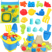 Foldable Beach Bucket and Shovel Set for Kids, Outdoor Sand and Water Play Toy