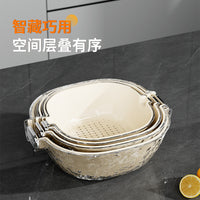 Double-Layer Kitchen Drain Basket for Washing Vegetables and Fruits