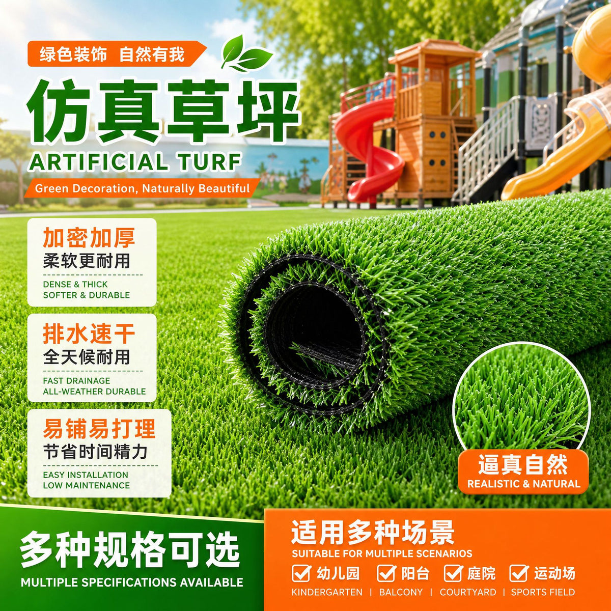 Artificial Grass Turf Mat for Outdoor and Indoor Decor, Landscaping, Balconies, and Pet Areas