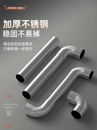 Stainless Steel Chimney Pipe Kit for Wood Stoves and Heaters, Exhaust Flue with Elbows