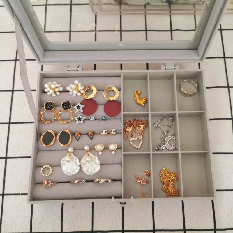 Clear Dustproof Jewelry Storage Box with Lid for Earrings, Rings, and Small Ornaments