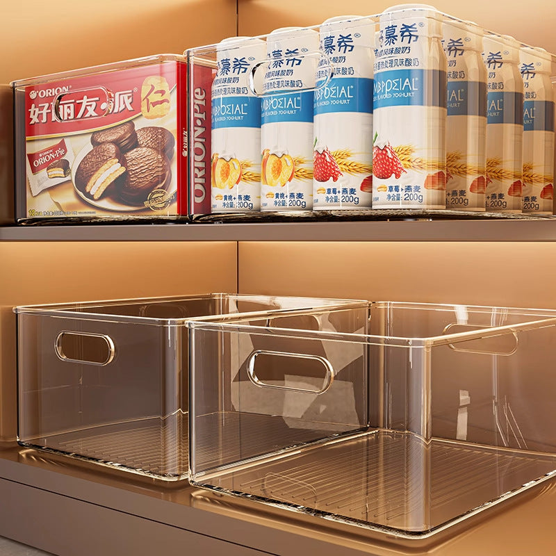 Clear Acrylic Desktop Storage Box with Handle, Stackable Organizer for Snacks, Toys, and Sundries