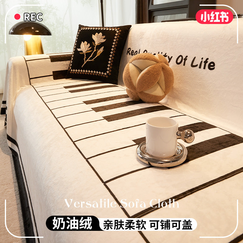 Winter Warm Sofa Cover Blanket for Single Chaise Lounge, Full Coverage Velvet Feel Sofa Throw