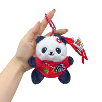 Panda Plush Keychain with Swim Ring or Bow - Cartoon Animal Charm for Bags & Keys