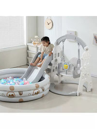Kids Indoor Outdoor Slide Swing Set with Ball Pit for Toddlers and Babies