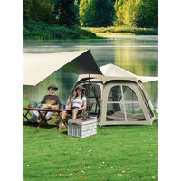 Portable Hexagonal Tent with Awning, UV Protection, Thickened Silver Coating for Outdoor Camping