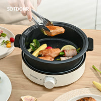SOTDONR 4-Hole Electric Egg Frying Pan with Removable Plates, Small Household Breakfast Machine with Temperature Control
