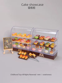 Miniature Cake Shop Display Cabinet Play Food Set for Kids