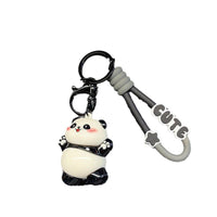 Creative Electroplated Panda Keychain PVC Figurine Couple Backpack Car Ornament Small Gift