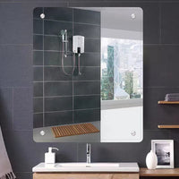 Wall-Mounted Bathroom Mirror with Drilled Corners for Vanity and Restroom