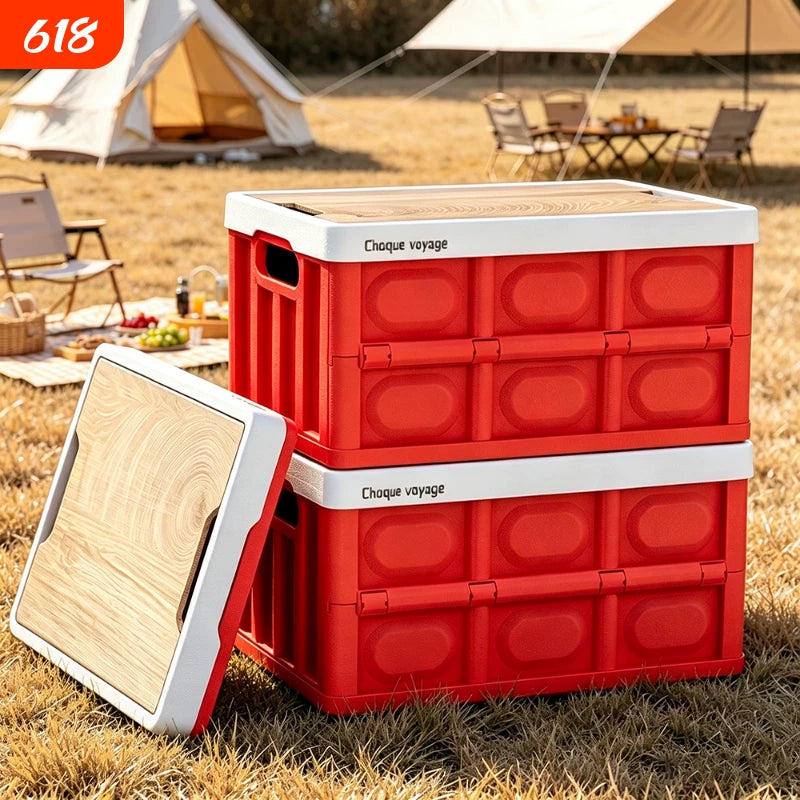 Outdoor Foldable Storage Box Multi-functional Large Capacity Car Trunk Organizer Industrial Style
