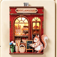 DIY Wooden Refrigerator Magnet Building Blocks with LED Light - Creative Miniature Model Kit