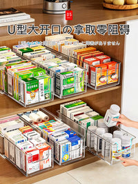 Japanese Style Medicine Storage Box Home Cabinet First Aid Kit with Dividers Extendable Drug Organizer