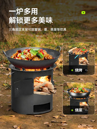 Portable Wood Burning Stove for Outdoor Camping and Picnics, Thickened Stainless Steel Cooker for Tea and Meals