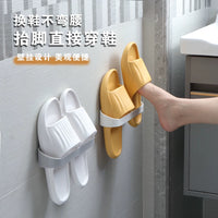Wall-Mounted Slipper Rack, Punch-Free Bathroom Organizer and Drainage Shelf for Home Use