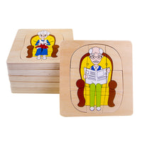 Montessori Multi-Layer Puzzle Board for Kids, Educational Cognitive Toy for Animal and Plant Life Cycles