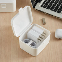 Japanese Style Portable Storage Box with Lid for Charger Cables and Small Items