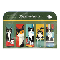 Cute Cat Magnetic Bookmarks, 5-Pack, Double-Sided Magnetic Page Markers for Students