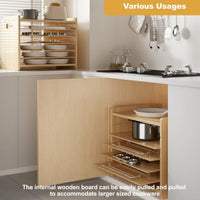 Solid Wood Storage Rack Multi-layer Cabinet Organizer Kitchen Pot Lid Dish Plate Baking Pan Chopping Board Divider Shelf