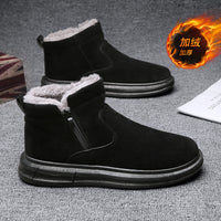 Men's Winter Mid-Top Snow Boots Warm Fleece-Lined Slip-On Anti-Slip