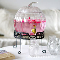 Pumpkin Glass Beverage Dispenser with Spigot and Stand for Cold Drinks, Juice, Iced Tea