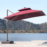 Outdoor Solar LED Patio Umbrella with Water Tank Base for Garden & Villa