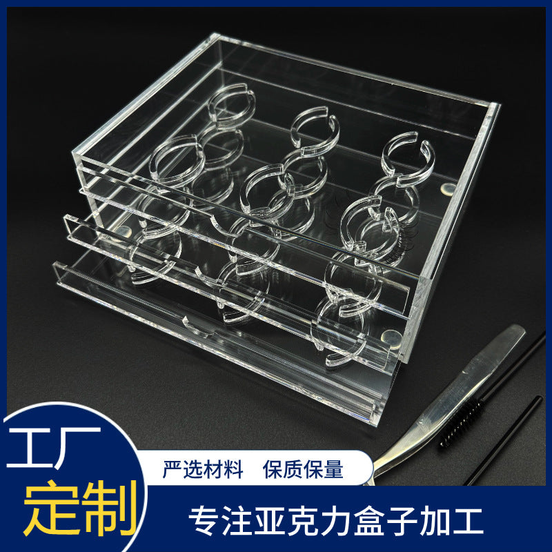 3-Layer Clear Acrylic Eyelash Extension Storage Box Dustproof Organizer