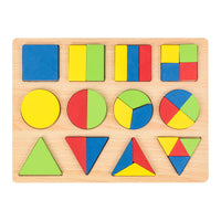 Wooden Geometric Shape Puzzle Board Montessori Educational Toy for Toddlers