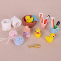 Miniature Dollhouse Bathroom Accessories Set - Toothbrush, Toothpaste, Bath Ball & Toiletries