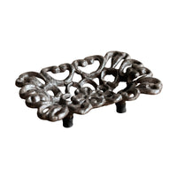 Vintage Cast Iron Soap Dish with Hollow Floral Design for Bathroom & Garden Decor