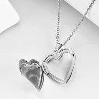 Forever In My Heart Locket Pendant Necklace for Photos, Stainless Steel Heart-Shaped Memorial Jewelry