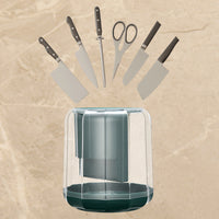 Rotating Knife Holder with Utensil Caddy for Kitchen Countertop Storage
