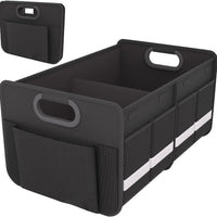 Foldable Car Trunk Organizer with Reflective Strip, Large Capacity Multi-Compartment Storage with Reinforced Handles