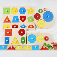 Montessori Wooden Geometric Shape Puzzle Board for Toddlers