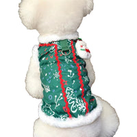 Christmas Green 3D Ornament Pet Vest for Small Dogs Teddy Bichon Winter Warm Dog Clothes
