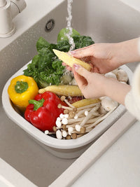Collapsible Double-Layer Drain Basket Set for Kitchen & Camping - Large Capacity Fruit & Vegetable Washing Bowl