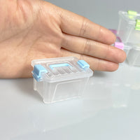 Dollhouse Clear Storage Box with Lid and Handle, Small Plastic Organizer for Miniatures