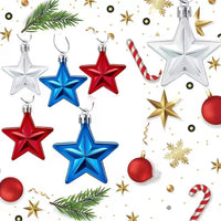 4th of July 7CM 3D Star Ornaments for Independence Day & Christmas Tree Decoration, 12-Pack