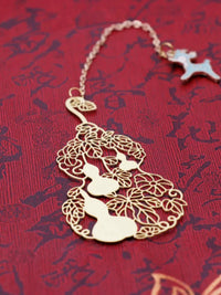 Brass Gourd and Deer Bookmark with Tassel, Chinese Style Gift for Friends