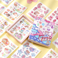 Cute Cartoon Girl Washi Sticker Pack for Journaling - 50 Sheets INS Stationery Decoration