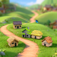 Miniature Retro Rural Thatched House for Micro Landscape DIY Decor