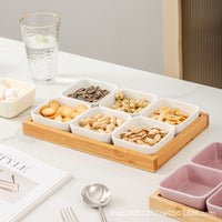 Japanese Style Ceramic Divided Serving Platter for Snacks, Nuts, and Candies