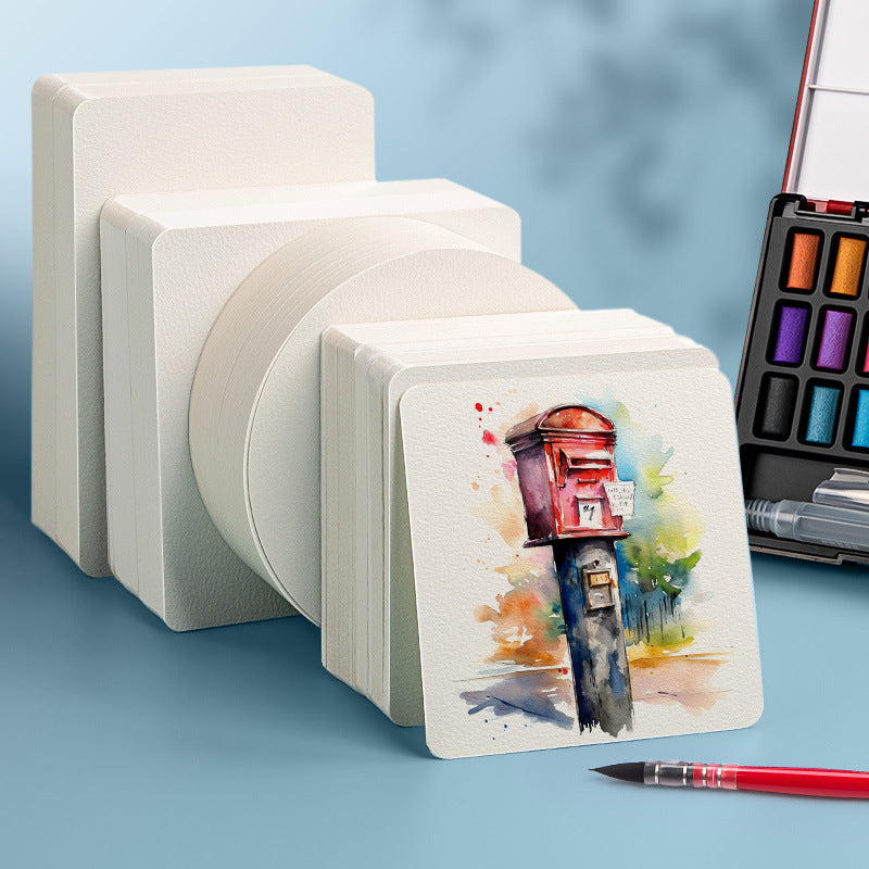 Watercolor Paper 300g Fine Grain Cotton Pulp Art Painting Paper Round Watercolor Dyeing Card Coloring Works Paper
